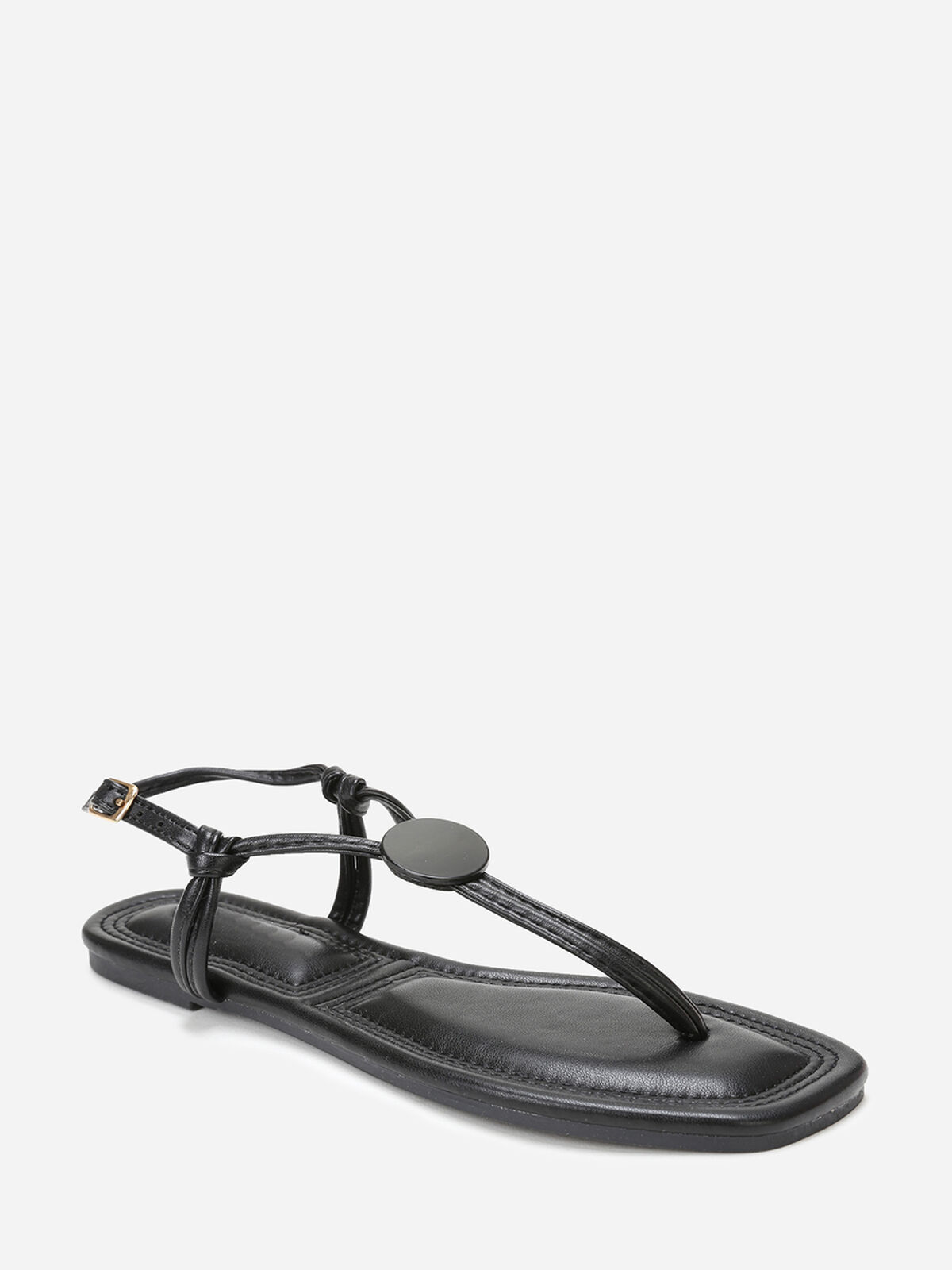 Nu-pieds à empiècement rond- Noir