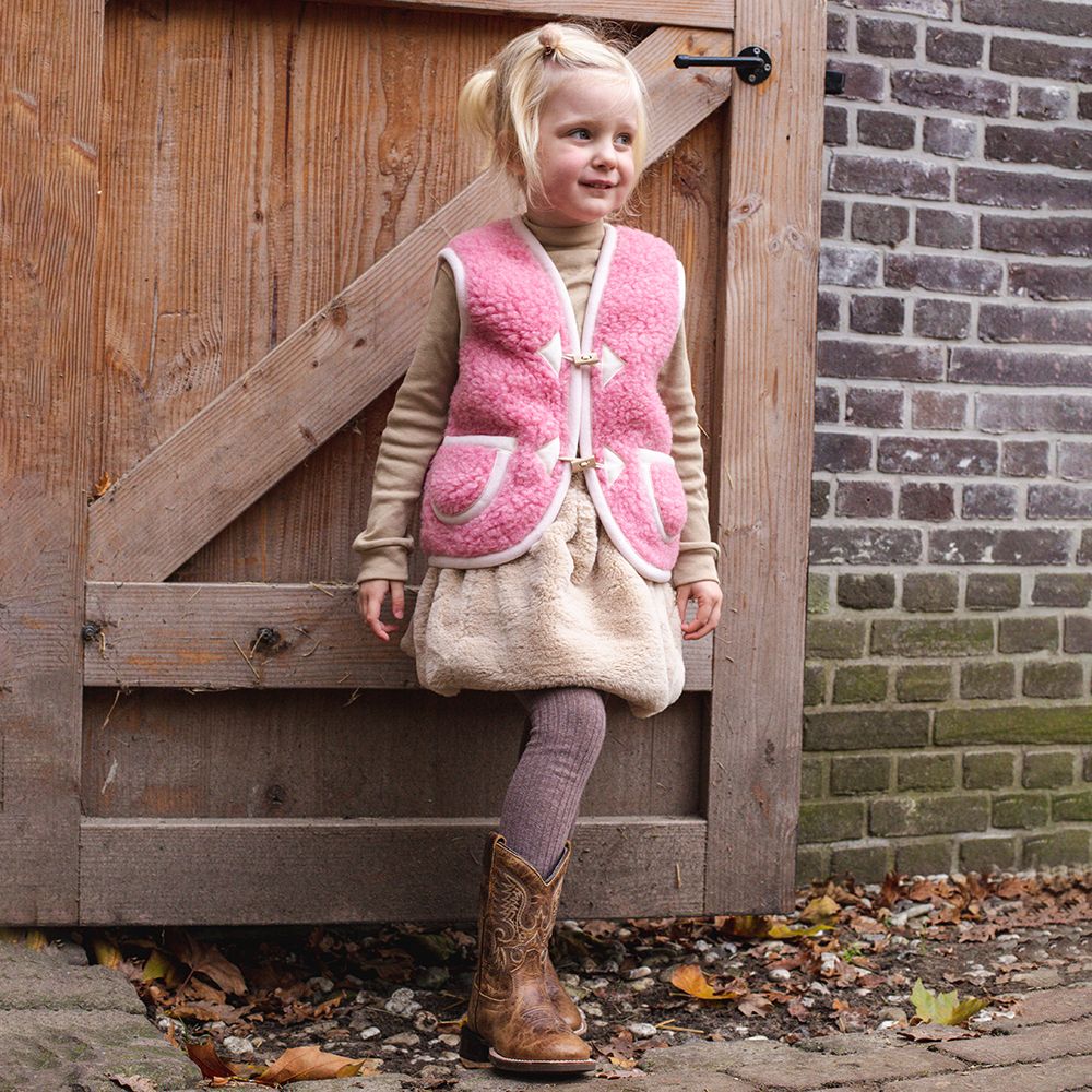 Moonrise kids wollen vestje met knoopje roze
