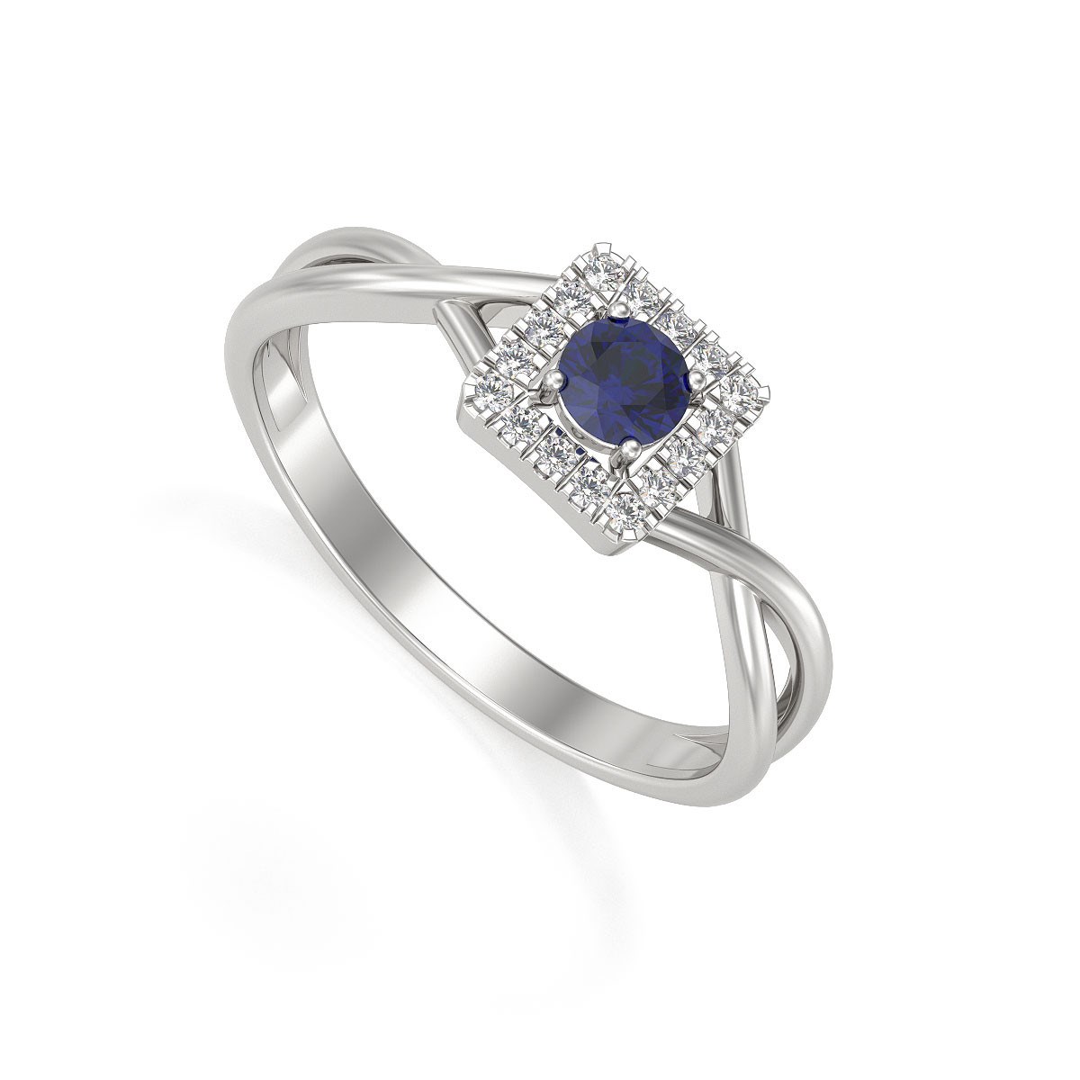 Bague Saphir et diamants sur Argent 925 2.154grs
