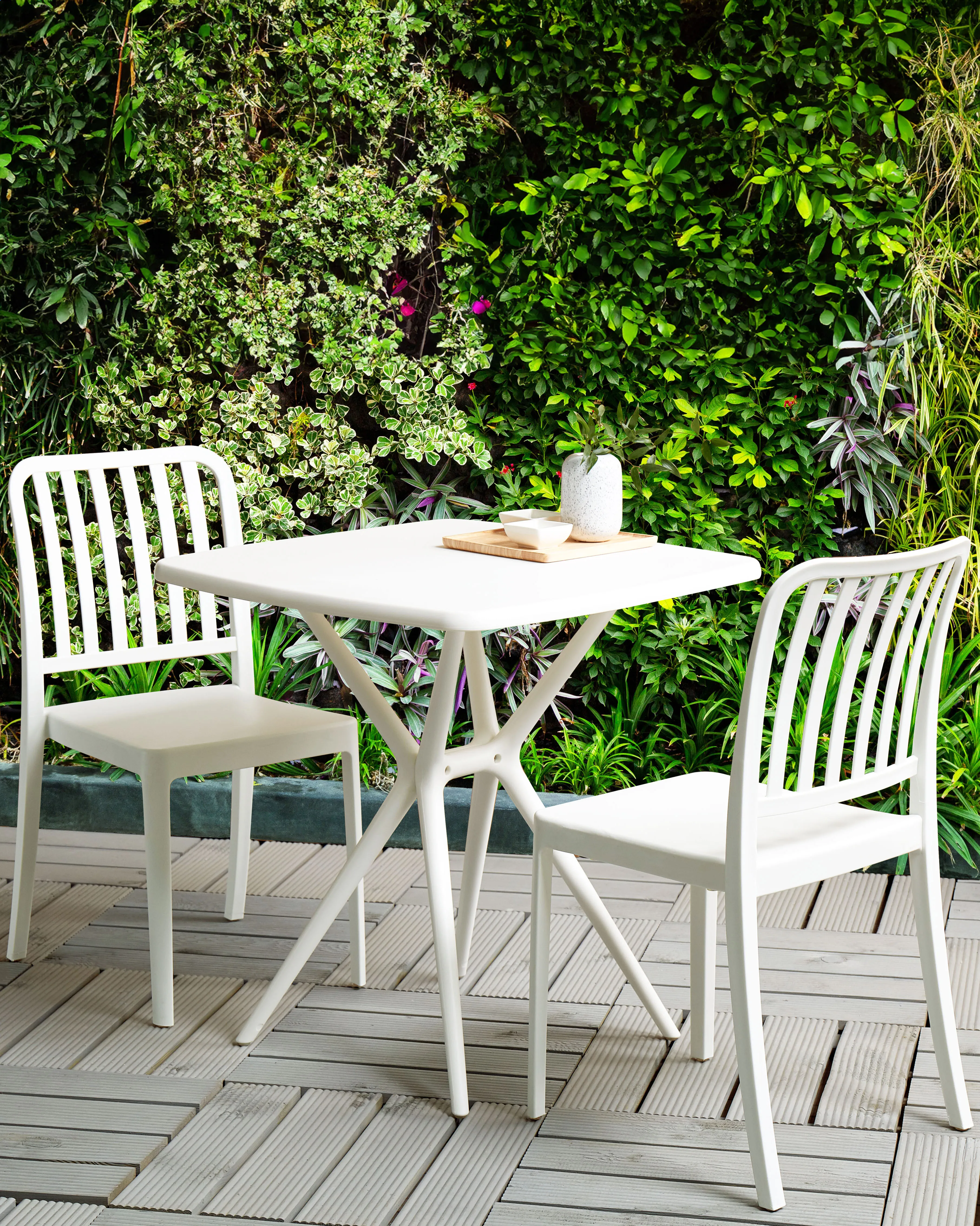 Set van 2 tuinstoelen SERSALE Synthetisch materiaal Wit