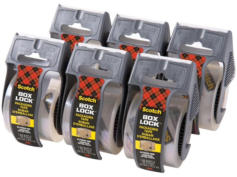 Scotch Verpackungsband Box Lock 48 mm x 20.3 m, 6 Rollen Verpackungsklebeband mit Abroller