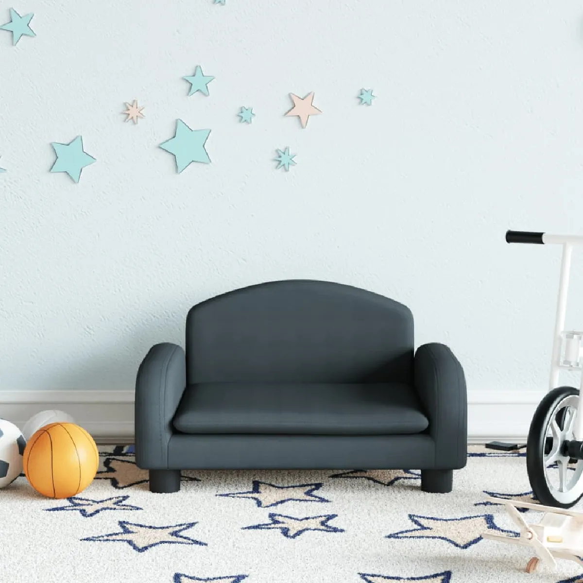vidaXL Canapé enfants gris foncé