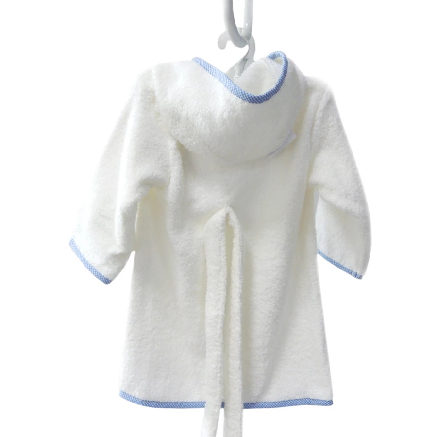 Babydecke Kinderbademantel Kinderbademantel weiß mit Vichy-Einfassung weiß, hellblau