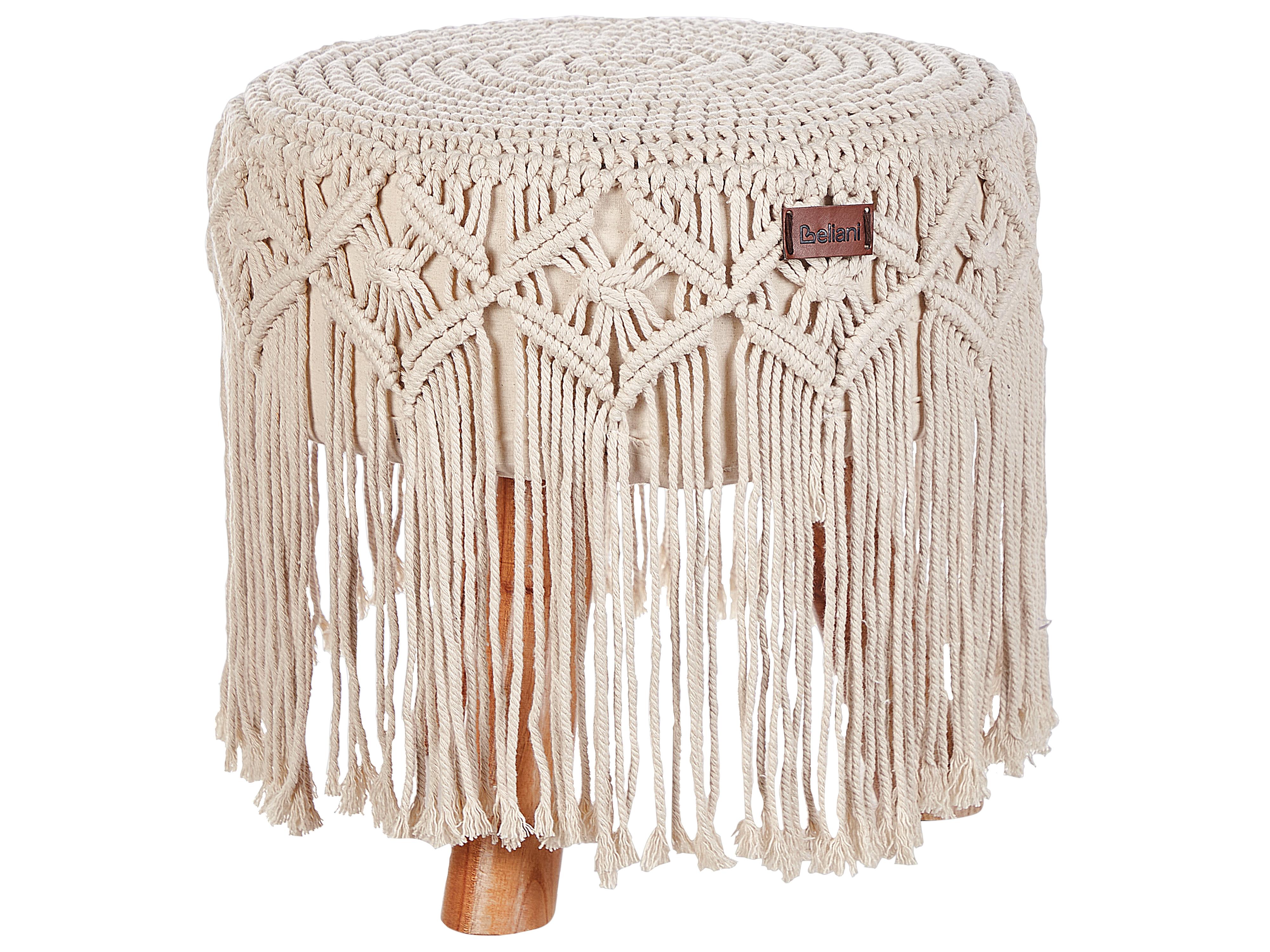 Hocker Macramé NAWABAD Katoen Beige