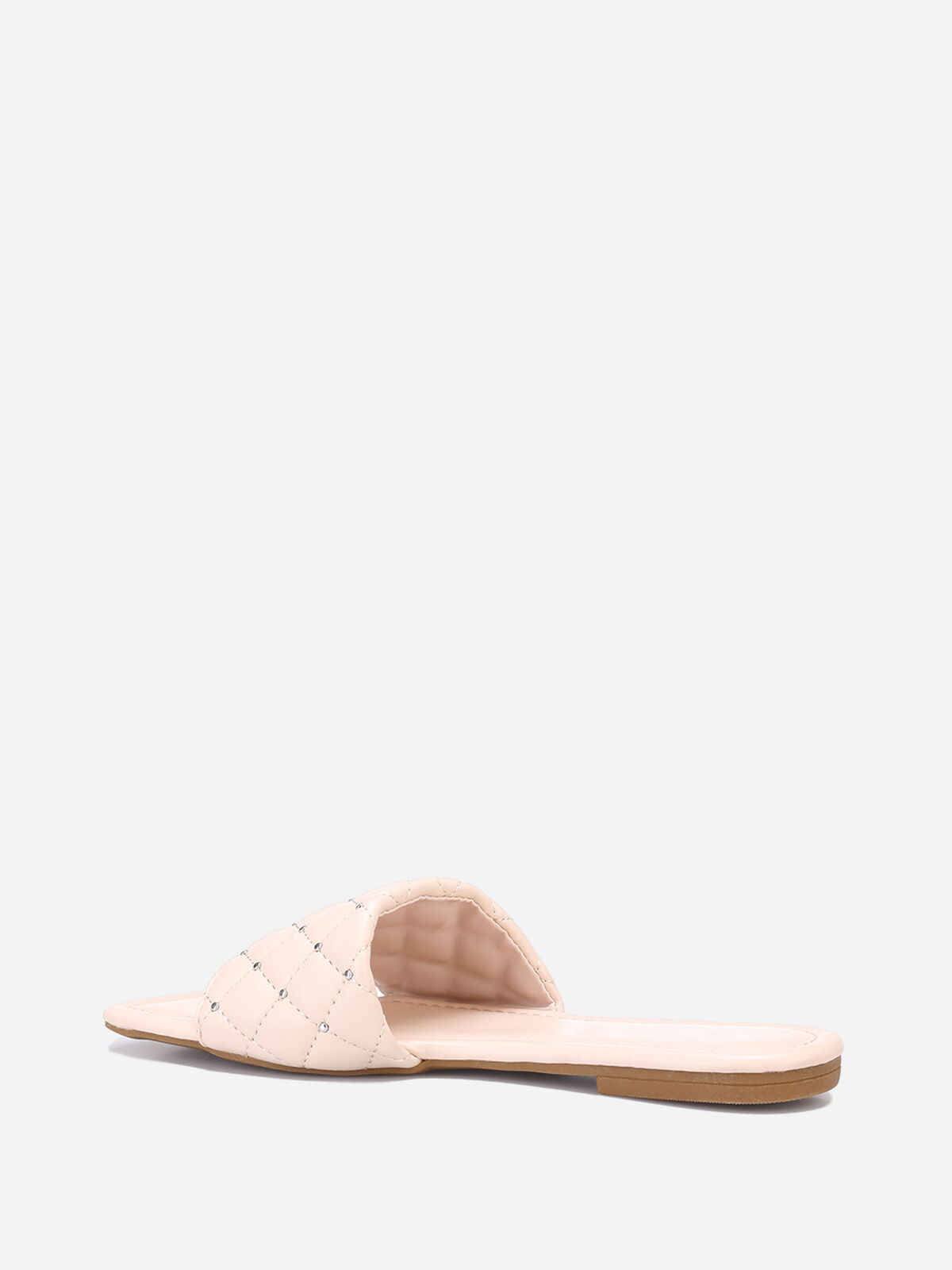 Mules matelassées avec clous- Beige