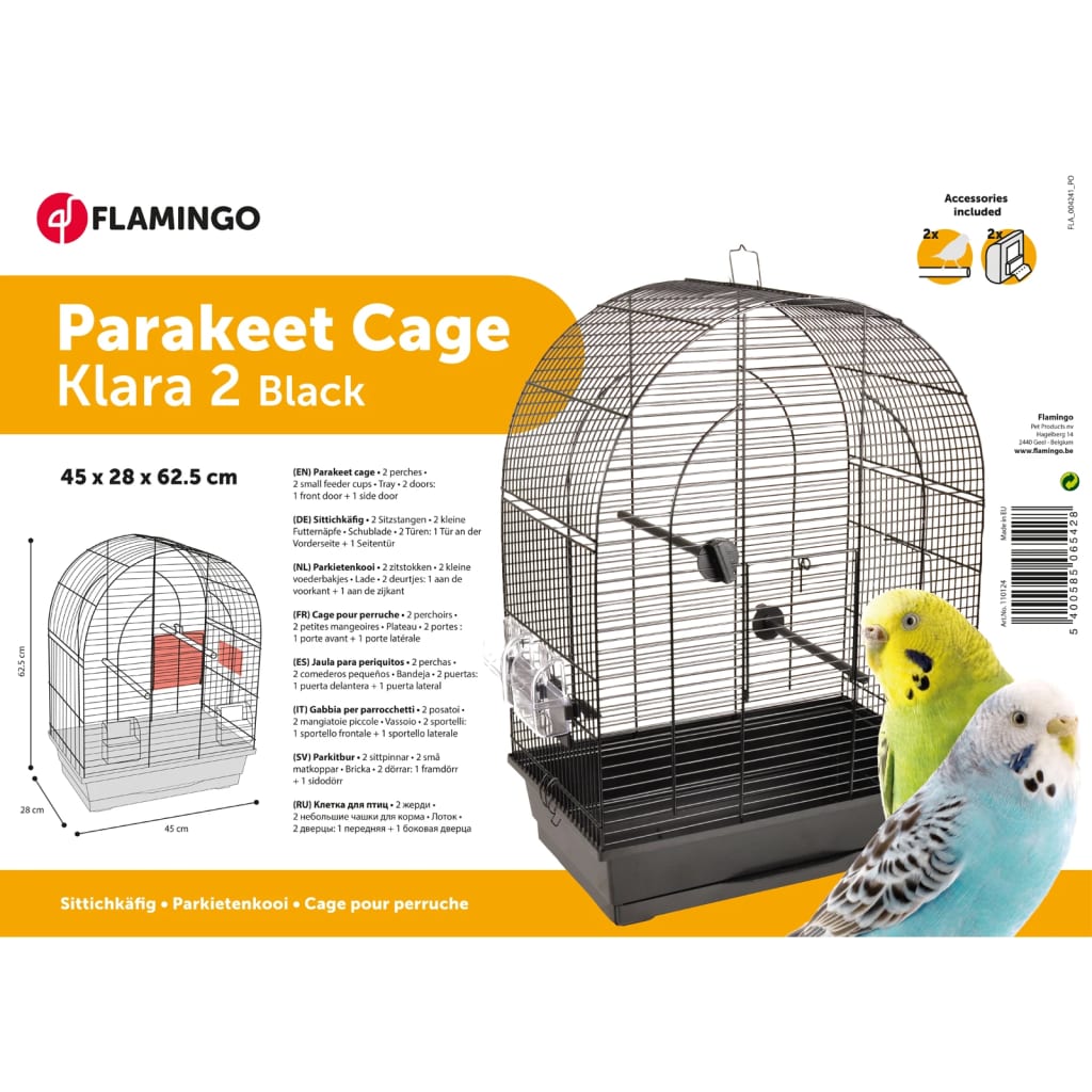 Cage à perruches klara 2 45x28x62,5 cm noir