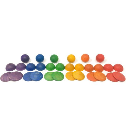 Grapat houten gekleurde ronde vormen (30st)