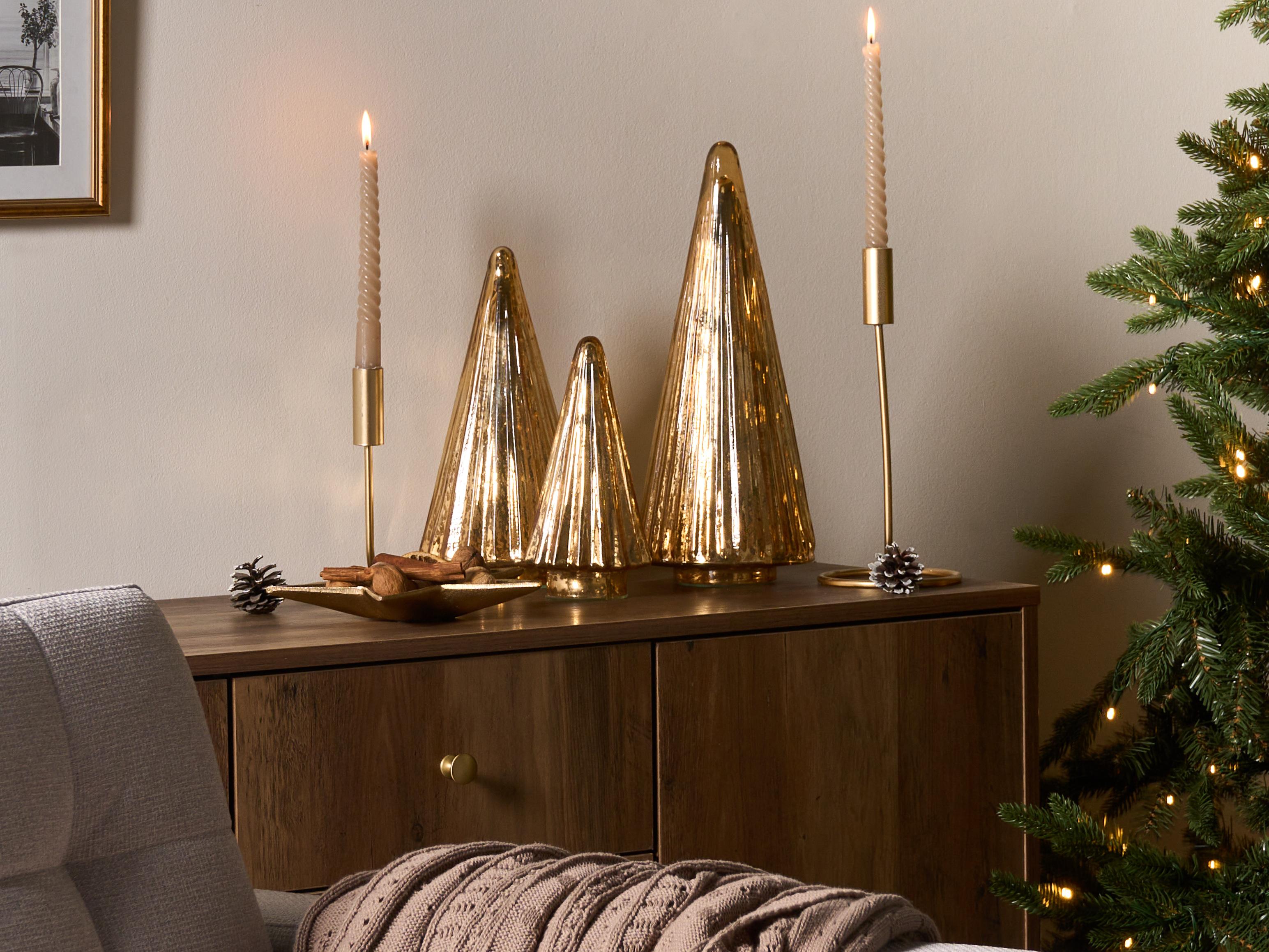 Set van 3 figuren OYEREN Kerstboom 21/29/37 cm Goud