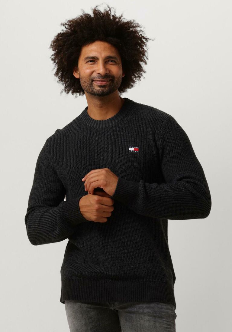 TOMMY JEANS zwarte tommy jeans trui tjm reg tonal xs badge sweater
