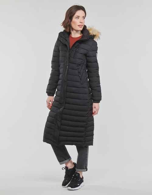 Superdry - FUJI HOODED LONGLINE PUFFER - Noir