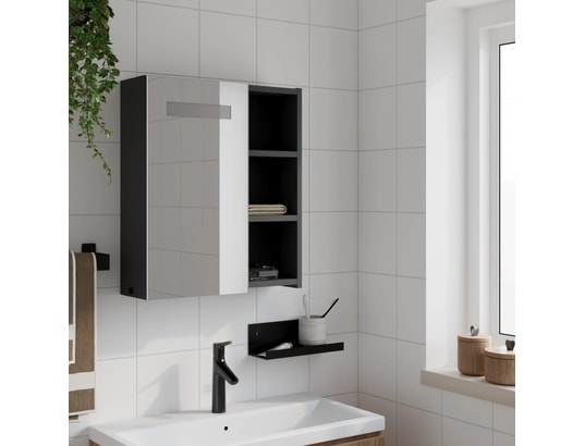 VIDAXL - Armoire de salle de bain à miroir avec led noir 45x13x52 cm