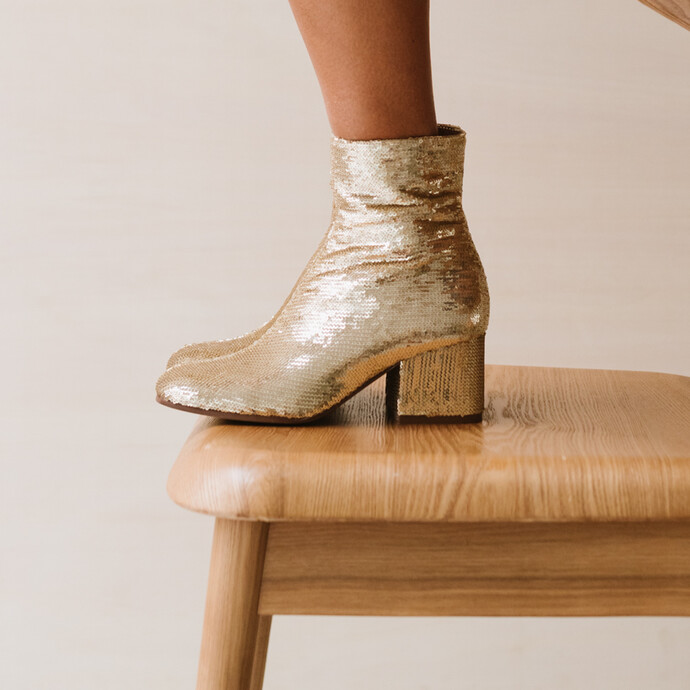 Bottines à talons  en sequins platine