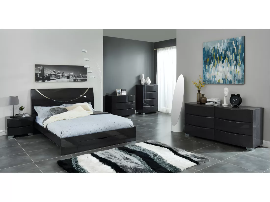 Tapis shaggy à poils longs ECUME - tufté main - Noir et Blanc - 140 x 200 cm