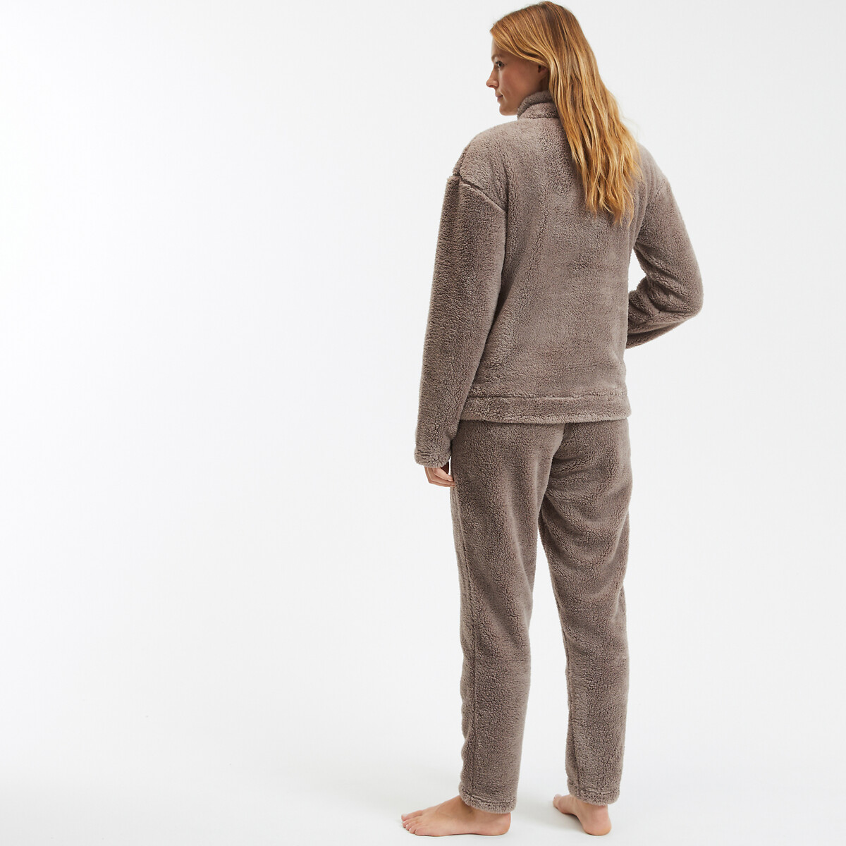 SO'HOME<br>Pijama de sherpa com gola alta e zíper