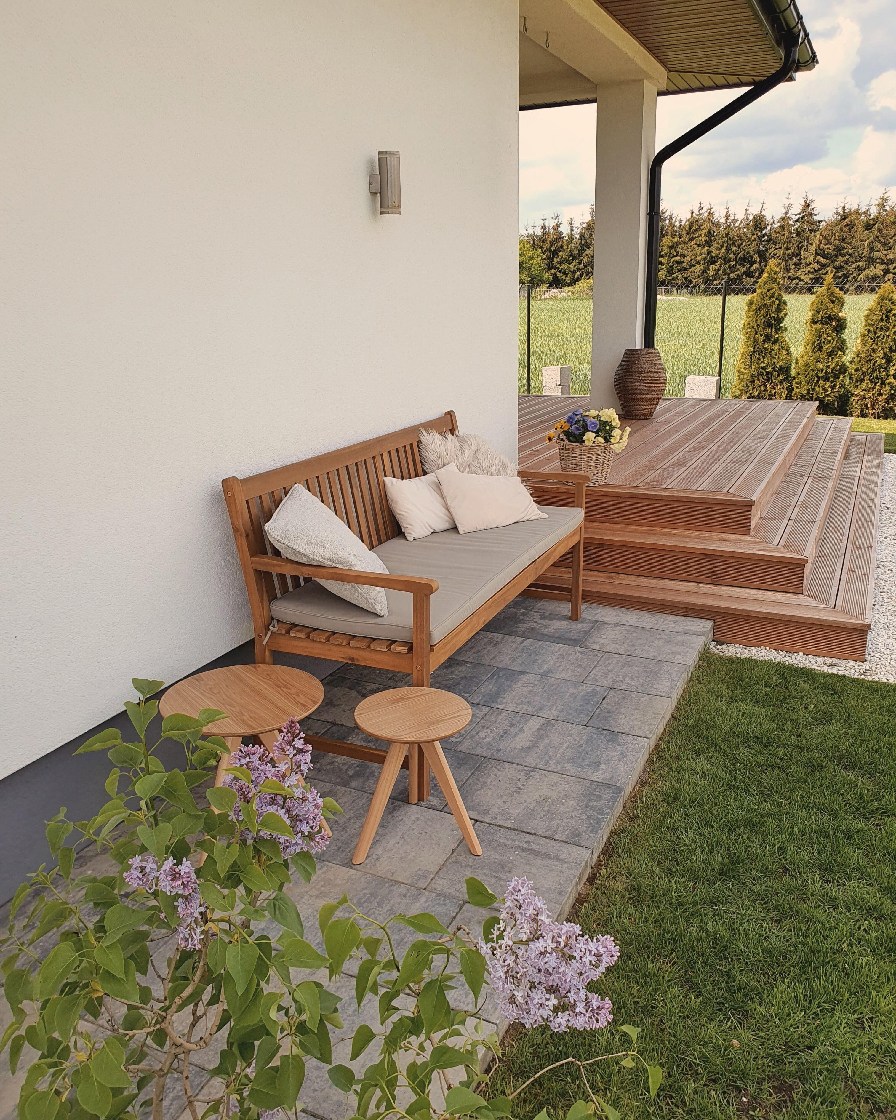 Tuinbank met zitkussen VIVARA 160 cm Gecertificeerd acaciahout Beige