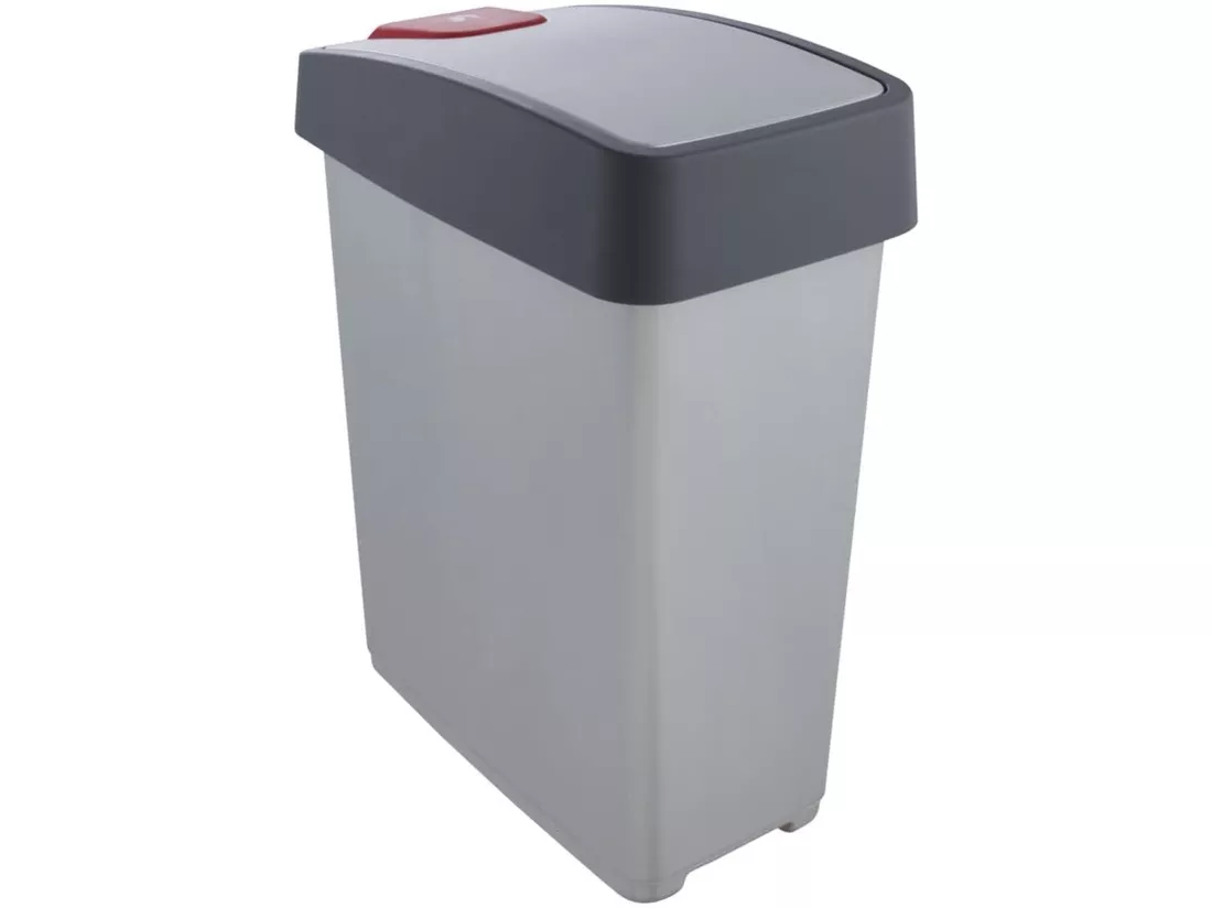Cube de poubelle premium avec couvercle pliant, touche douce, 25 L, Magne, argent 39.5x24x47,5 cm