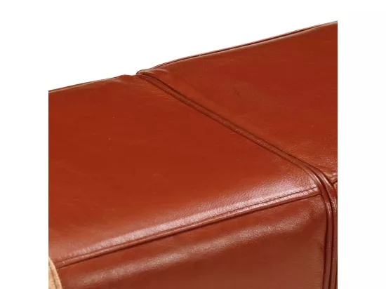 Banc de gymnastique marron 160 cm cuir véritable et toile