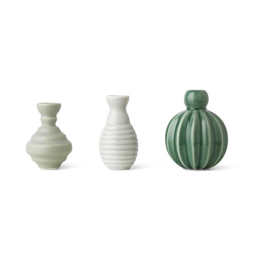 DOTTIR Samsurium Minibell 3-pak Vase, Grøn/ Hvid
