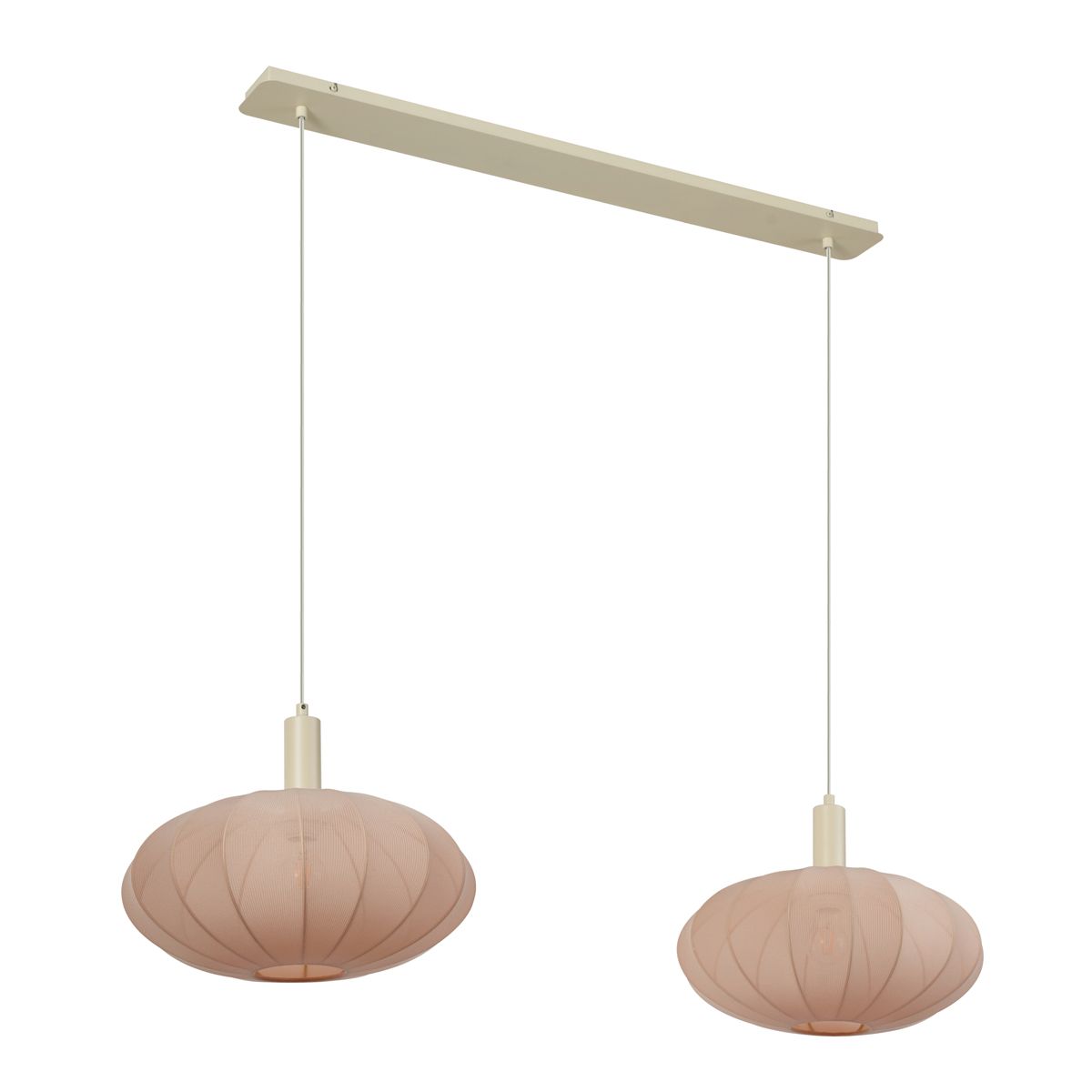 Japandi hanglamp beige met stoffen kap 2-lichts - Bida