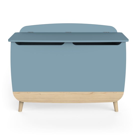 Firmiana Coffre à Jouets avec Couvercle   Bleu Orage / Bois Naturel        de               CBA Meubles