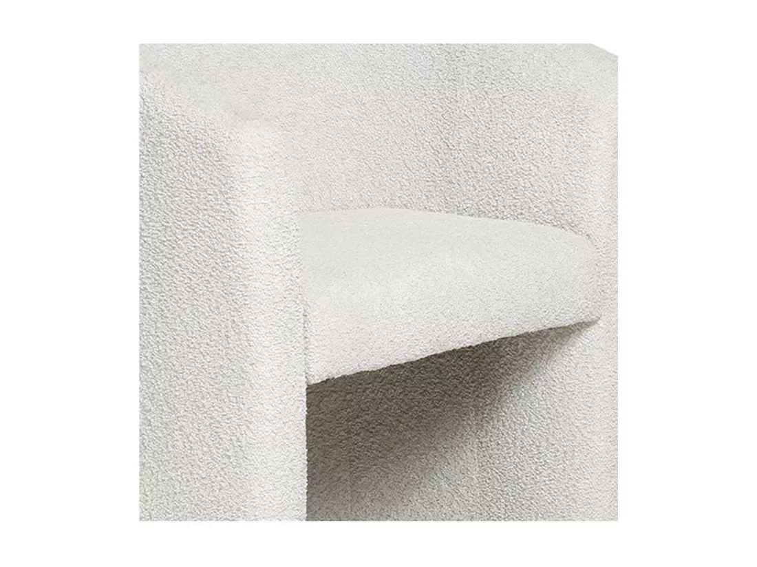 Fauteuil de salon KYOTO – Confortable en tissu bouclé blanc – Design moderne et élégant