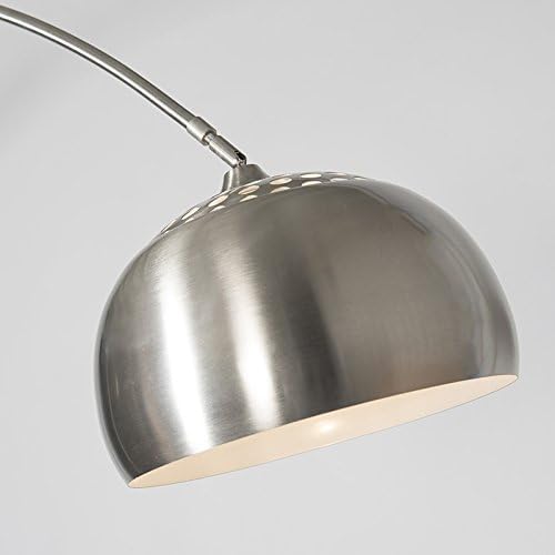 Qazqa - Modern Bogenleuchte I Bogenlampe I Lampe I Leuchte Stahl I Silber I nickel matt Metallschirm 32 cm verstellbar - XXL I Wohnzimmer - Stahl Länglich - LED geeignet E27