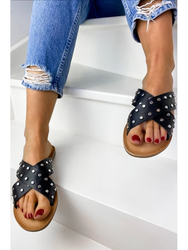 Mules Cuir Belma Noires - Les Petites Bombes