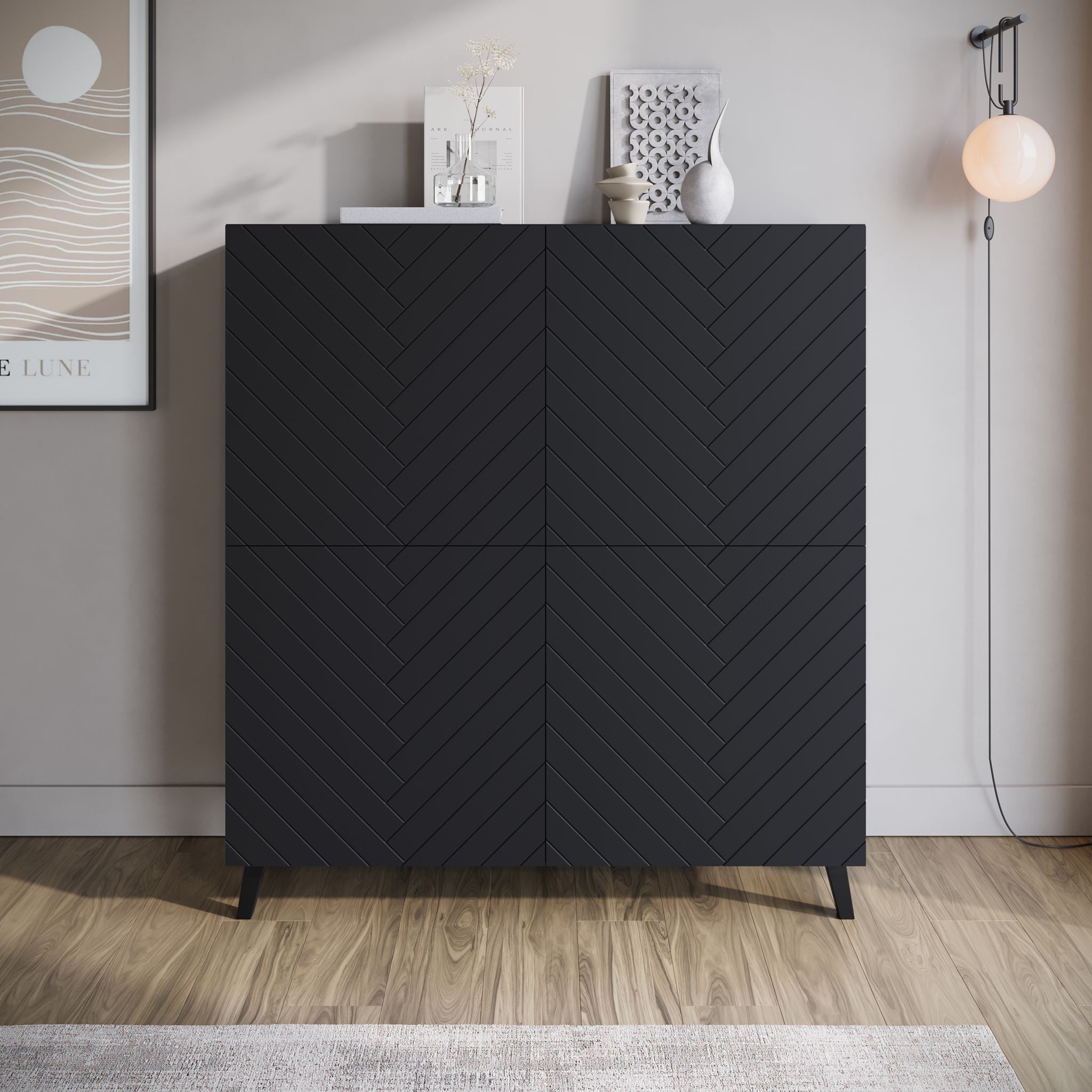 Pulse - Dressoir - Zwart - 120x39x128 cm