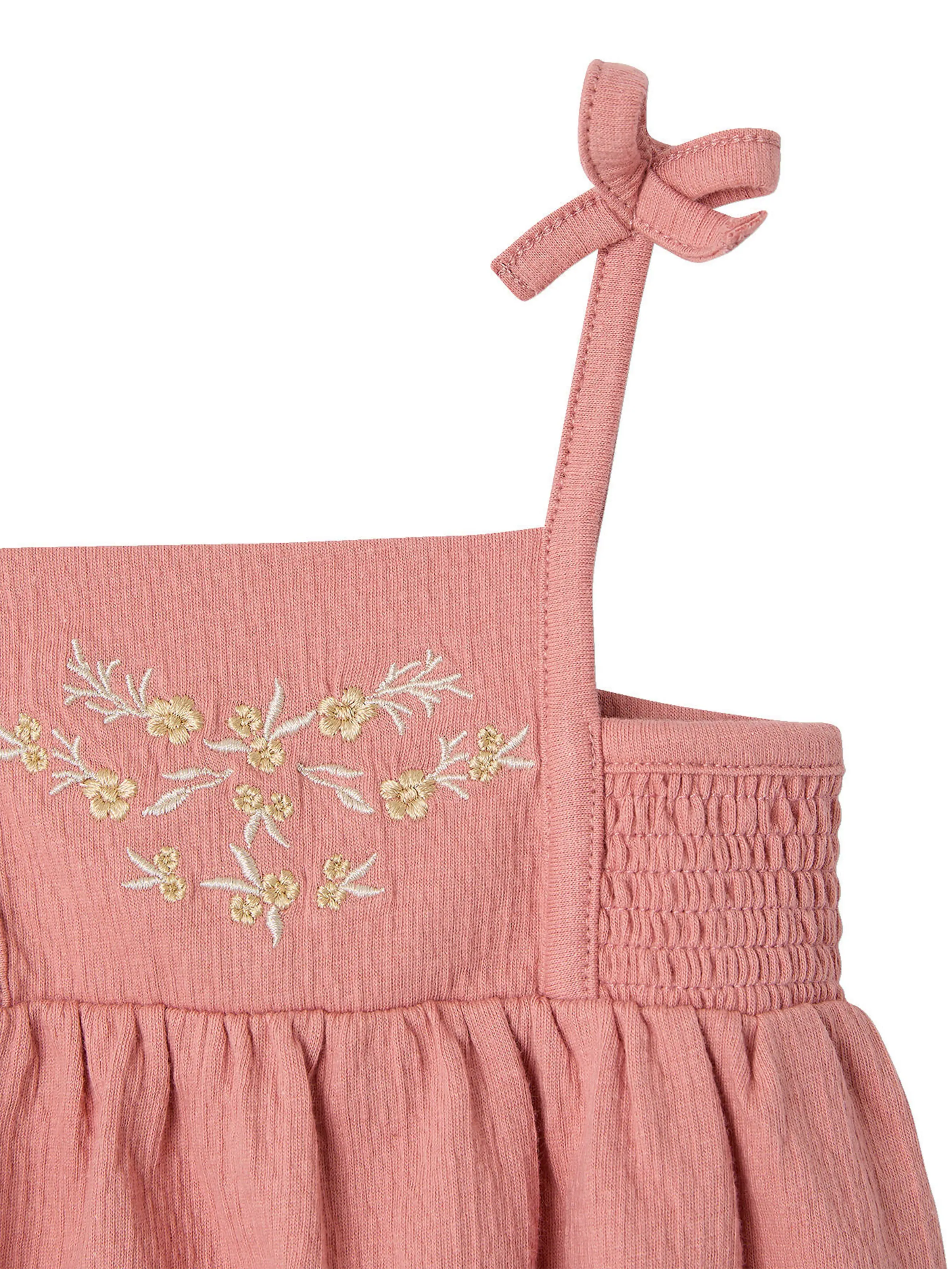 Vertbaudet Gesmokter Baby Overall mit Trägern rosa