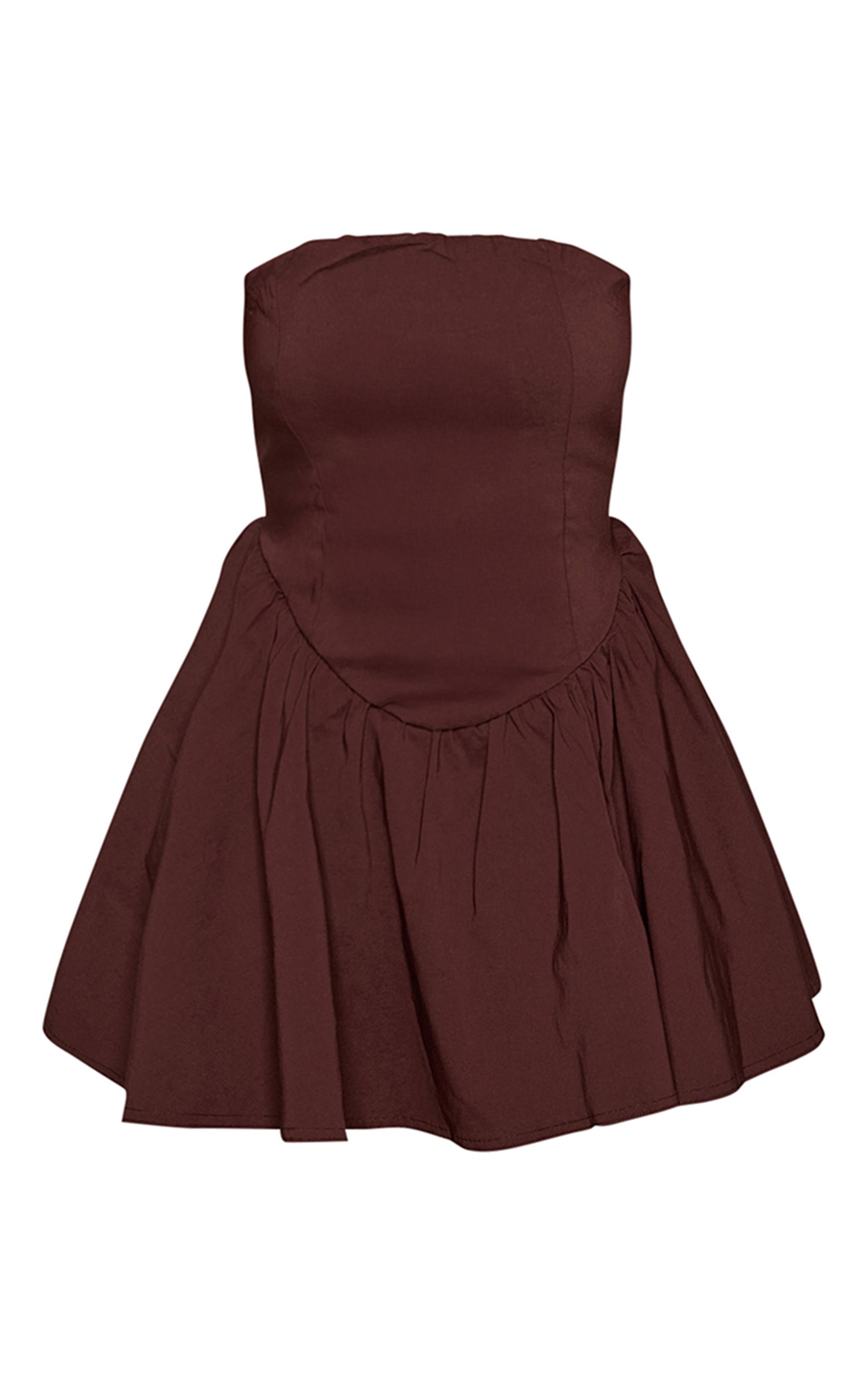 Chocolat Robe Patineuse Mini Cintrée En Tissu Extensible Shape