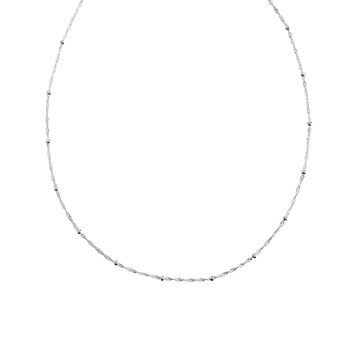Chaine argent 925 maille singapour et boules polies 45 cm