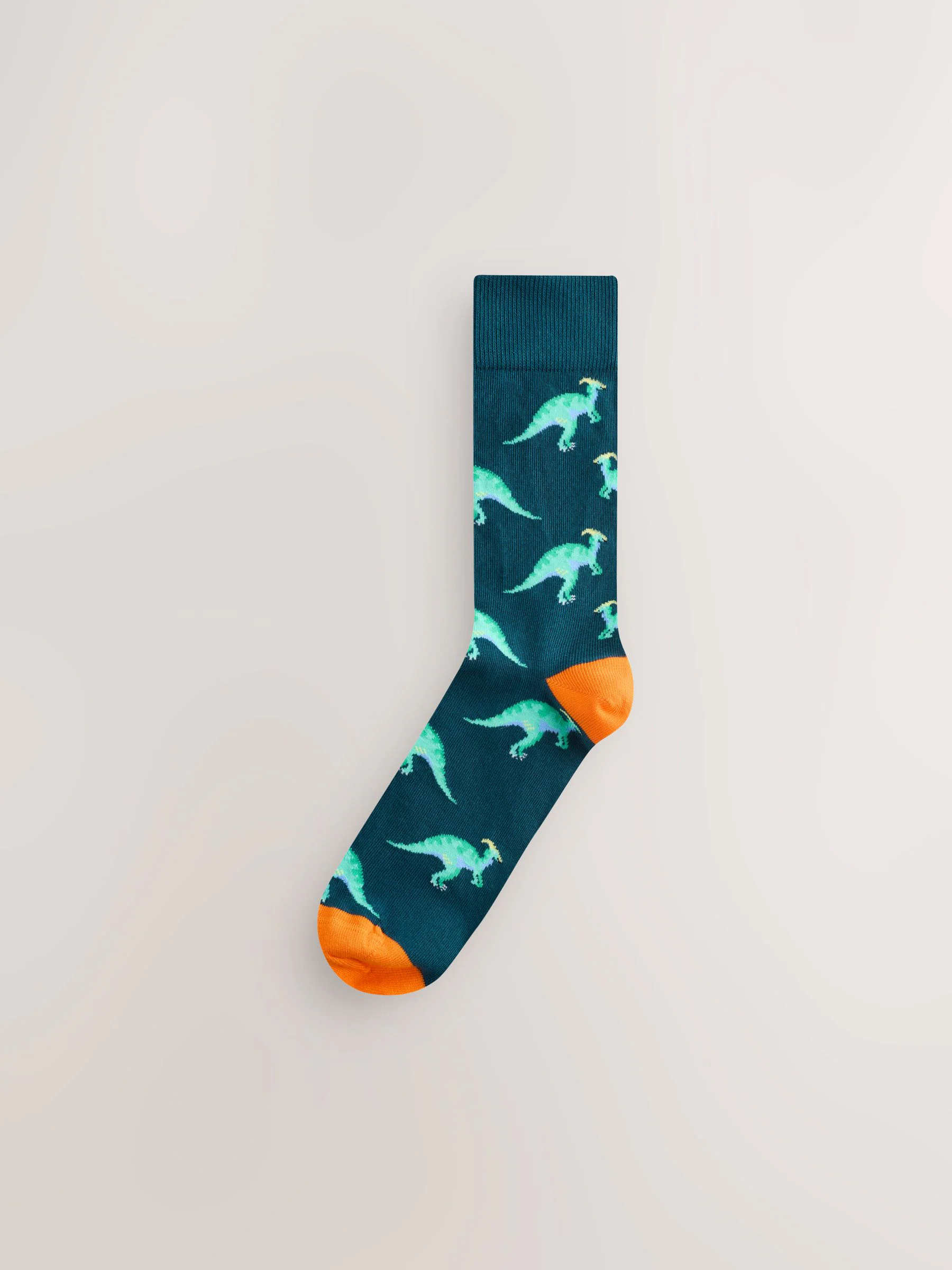Fel rood/blauw/oranje dinosaurus - Set van 8 sokken met patroon