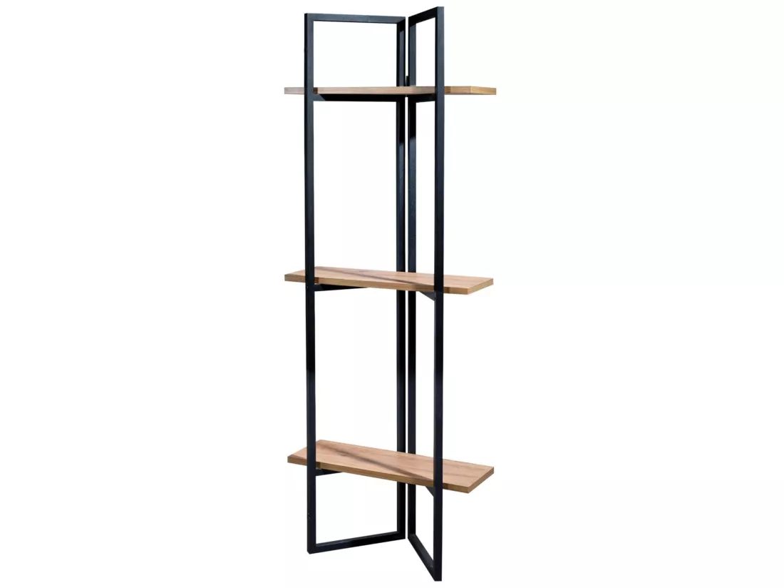 Étagère Bjerringbro à 3 niveaux 150 x 55 x 24 cm effet noyer / noir [en.casa]