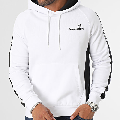 Sweat Capuche A Bandes 40673 Side Hoodie Blanc