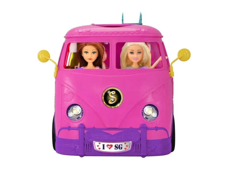 ZURU Sparkle Girlz Retro Campervan, Pige, Lyserød, Ikke til børn under 36 måneder, Små dele. Kvælningsfare, Vinduesboks, 1 stk, 1x Fully Opening Campervan with Rotating Wheels, 1x Shower, 2x shelves, 1x toilet, 2x Lotion...