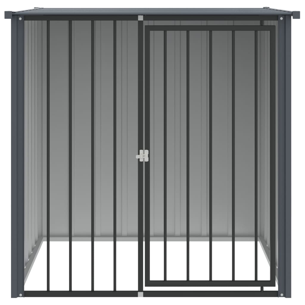 Canil vidaXL com cobertura, aço galvanizado, preto, 110x103x109 cm