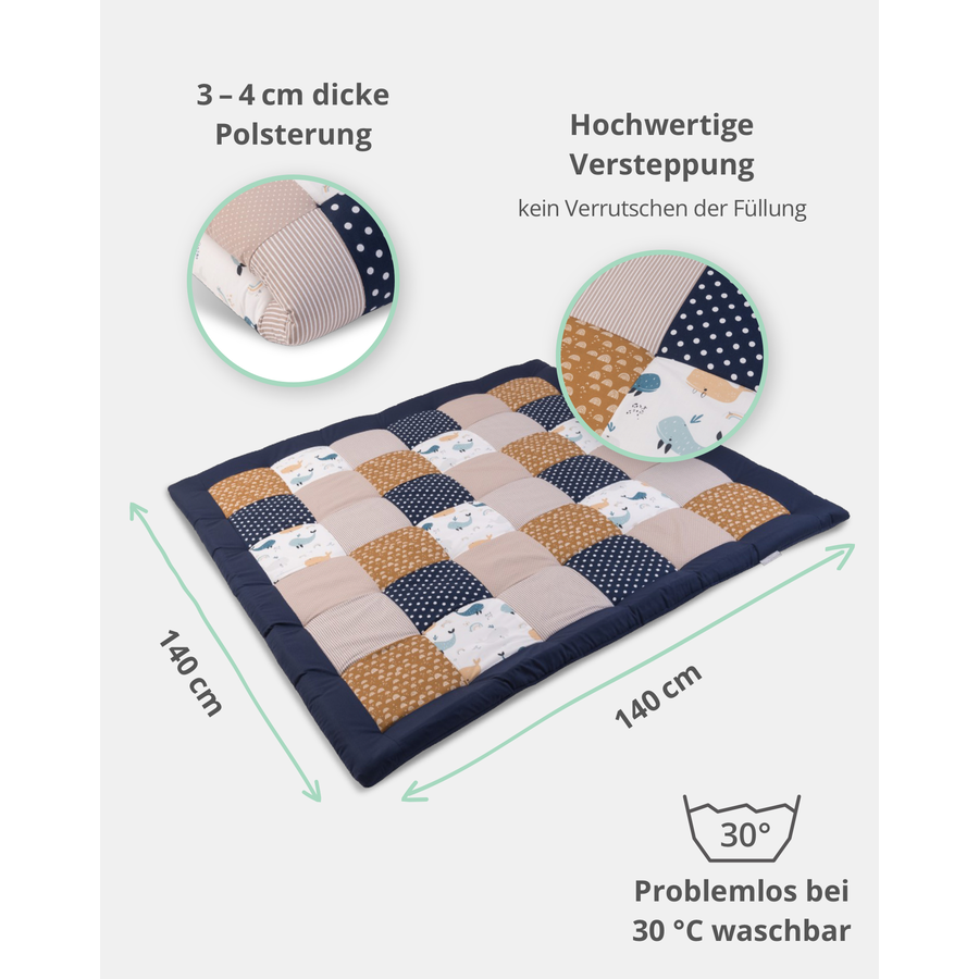 Ullenboom Krabbeldecke & Laufgittereinlage 140X140 cm Wale