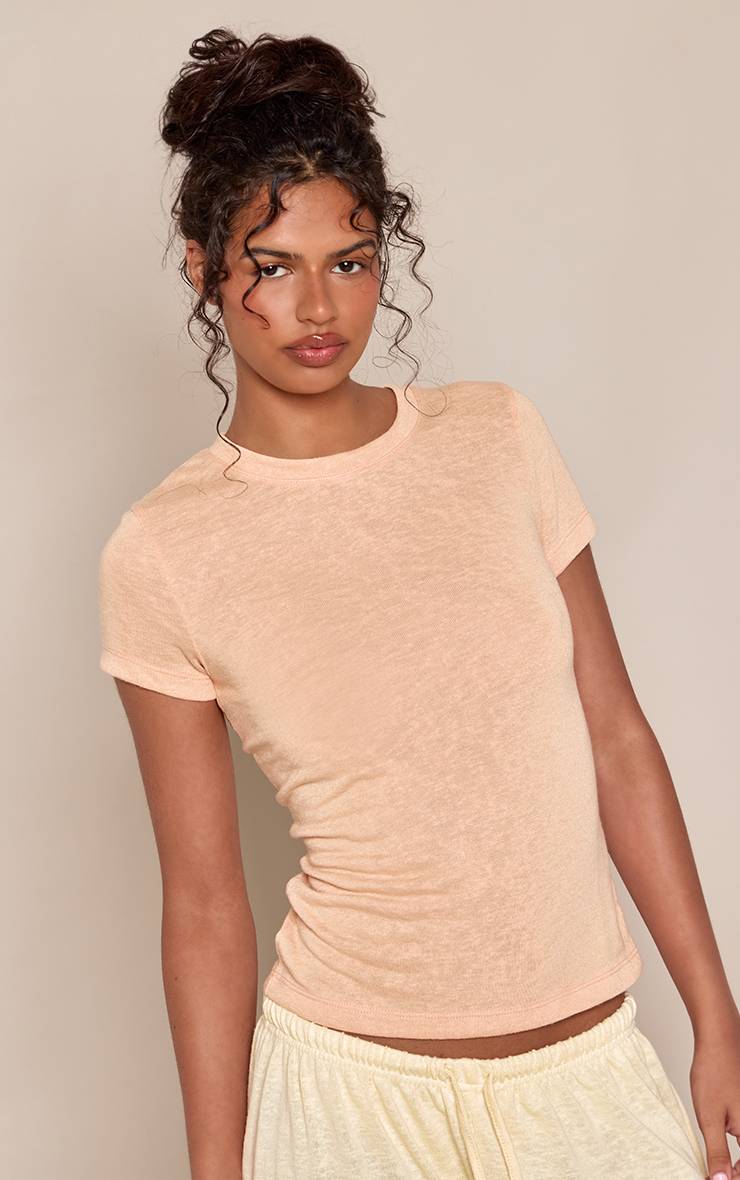 Pêche T-shirt En Jersey Slub À Manches Courtes