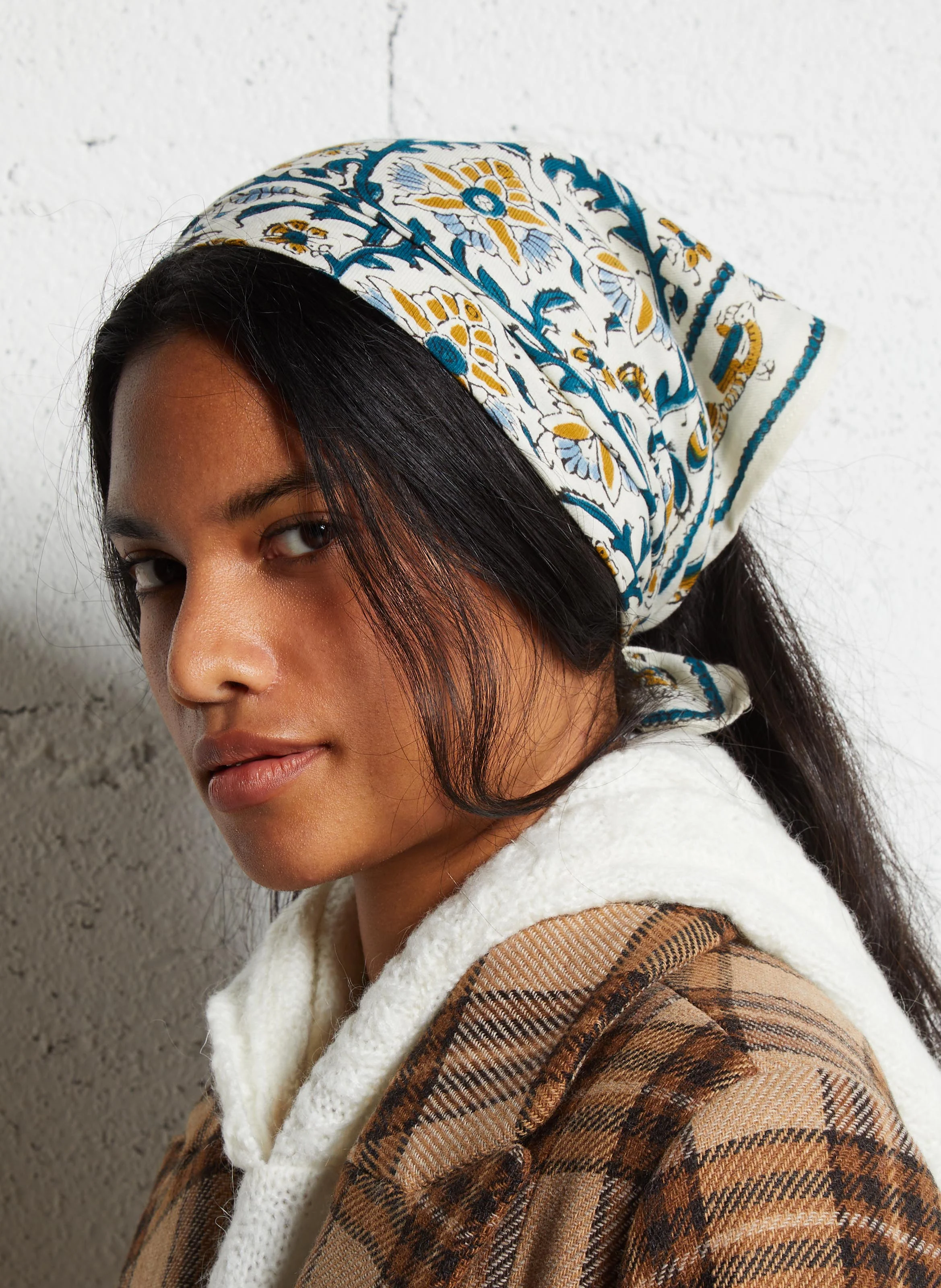 MANIKA - Foulard en coton imprimé | Beige