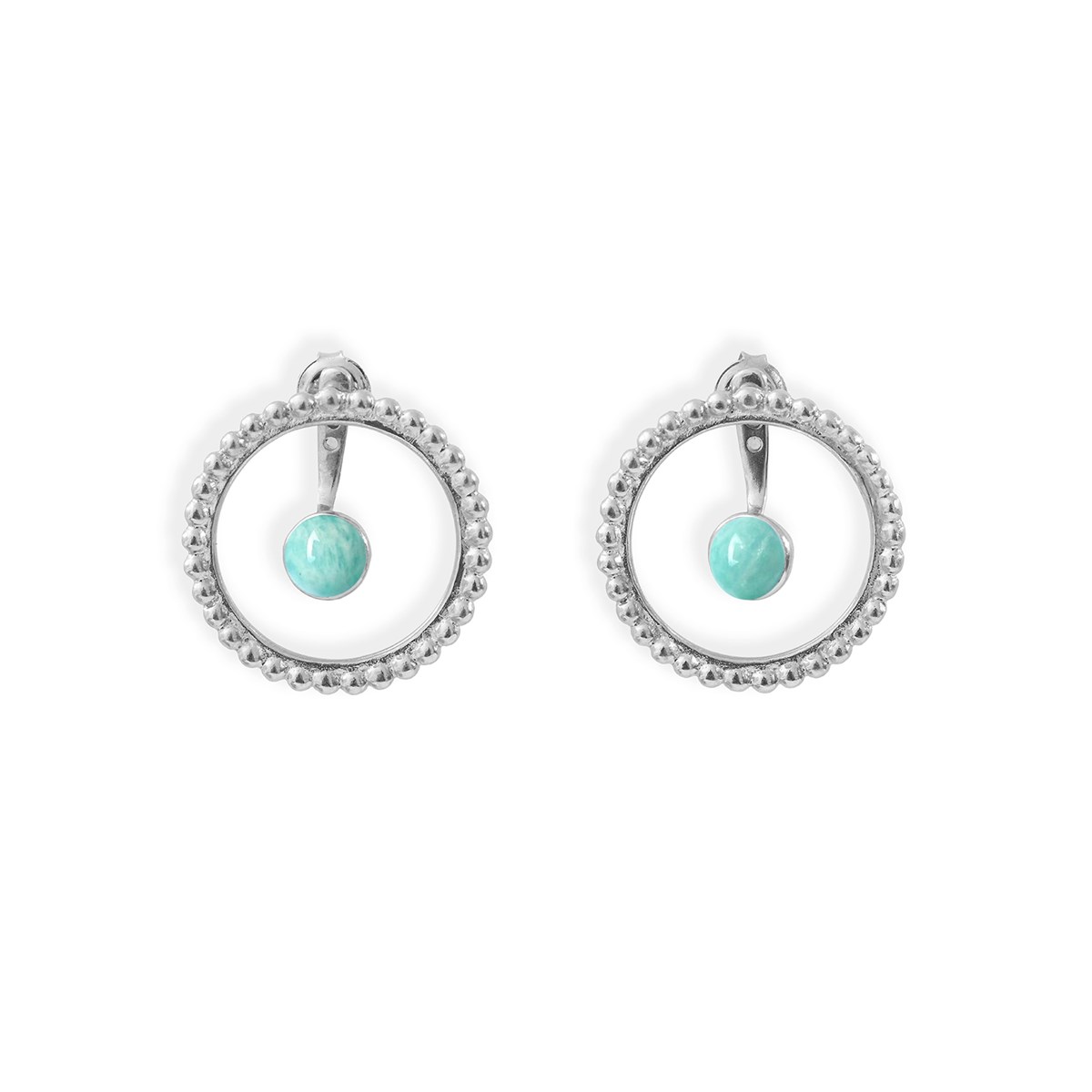 Boucles Cercles De Perles et Amazonite