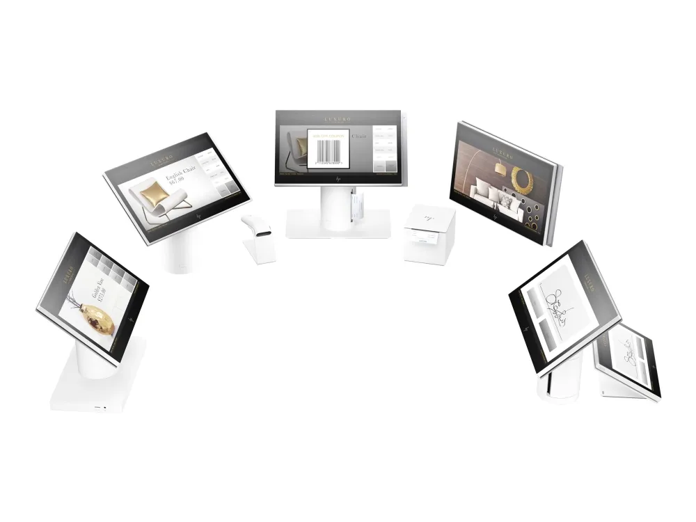 HP ElitePOS G1 Retail System 141 - Alt-i-én - 1 x Celeron 3965U / 2.2 GHz - RAM 4 GB - SSD 128 GB - TLC - HD Graphics 610 - Gigabit Ethernet - Win 10 Pro 64-bit - skærm: LED 14