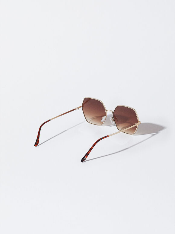 Gafas De Sol Hexagonales - Dourado