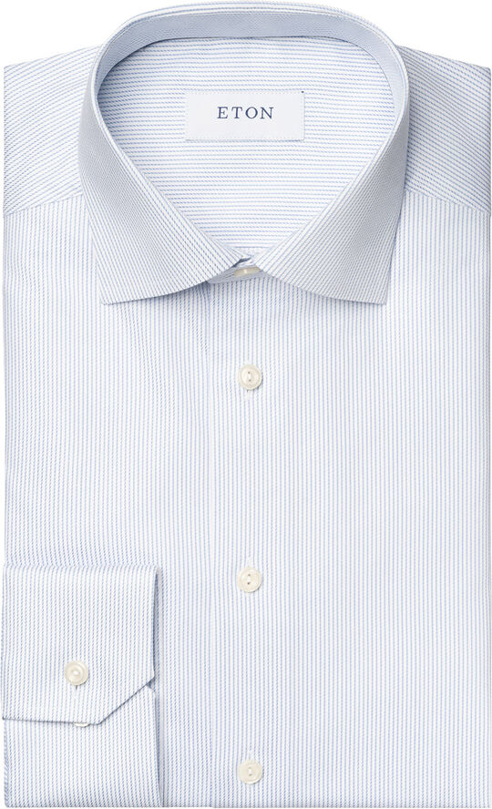 ETON Slim Fit Light Blue Striped Cotton Tencel Lyocell Shirt Blå