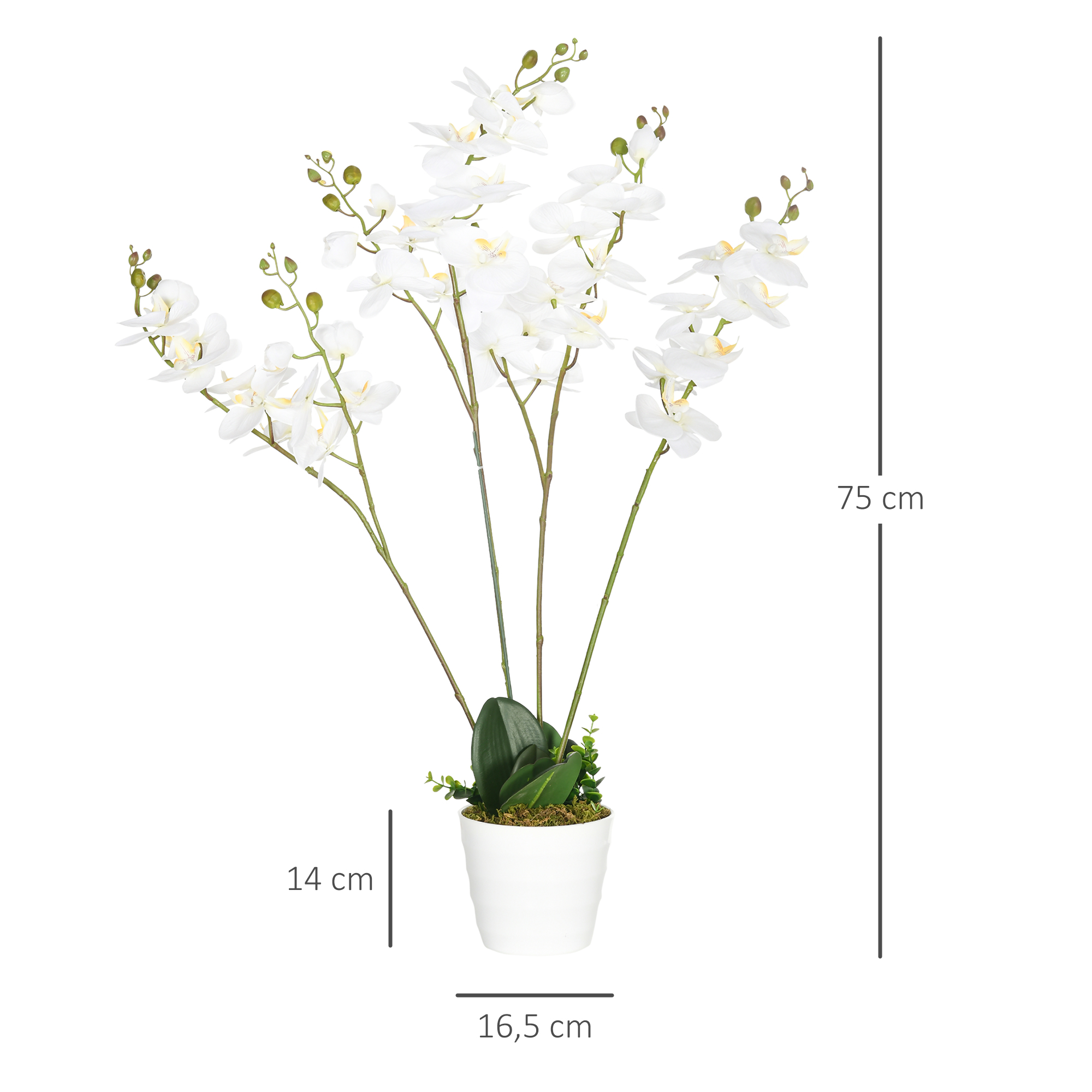HOMCOM Phalaenopsis branca artificial