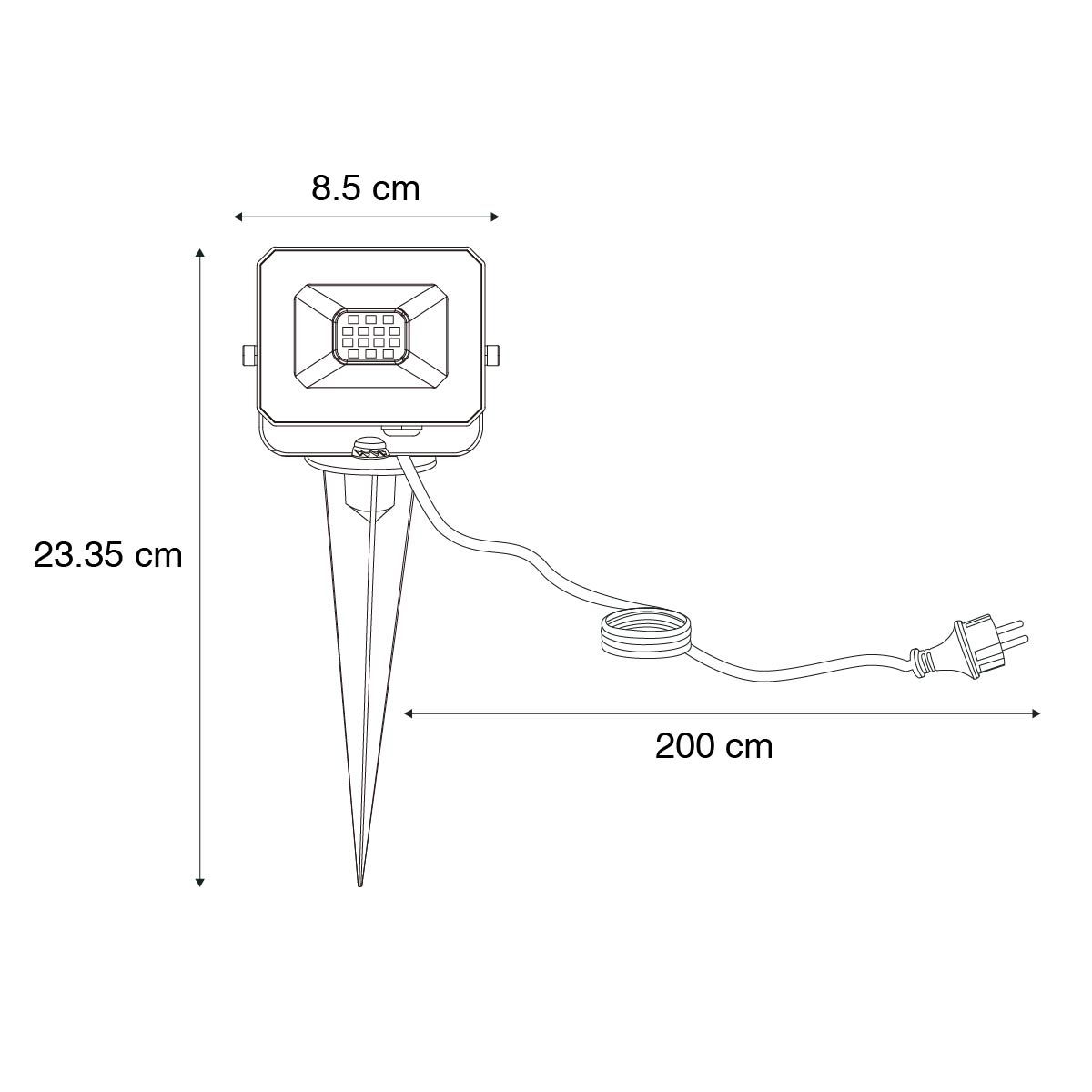 Straler zwart incl. LED met grondpin IP65 - Levana