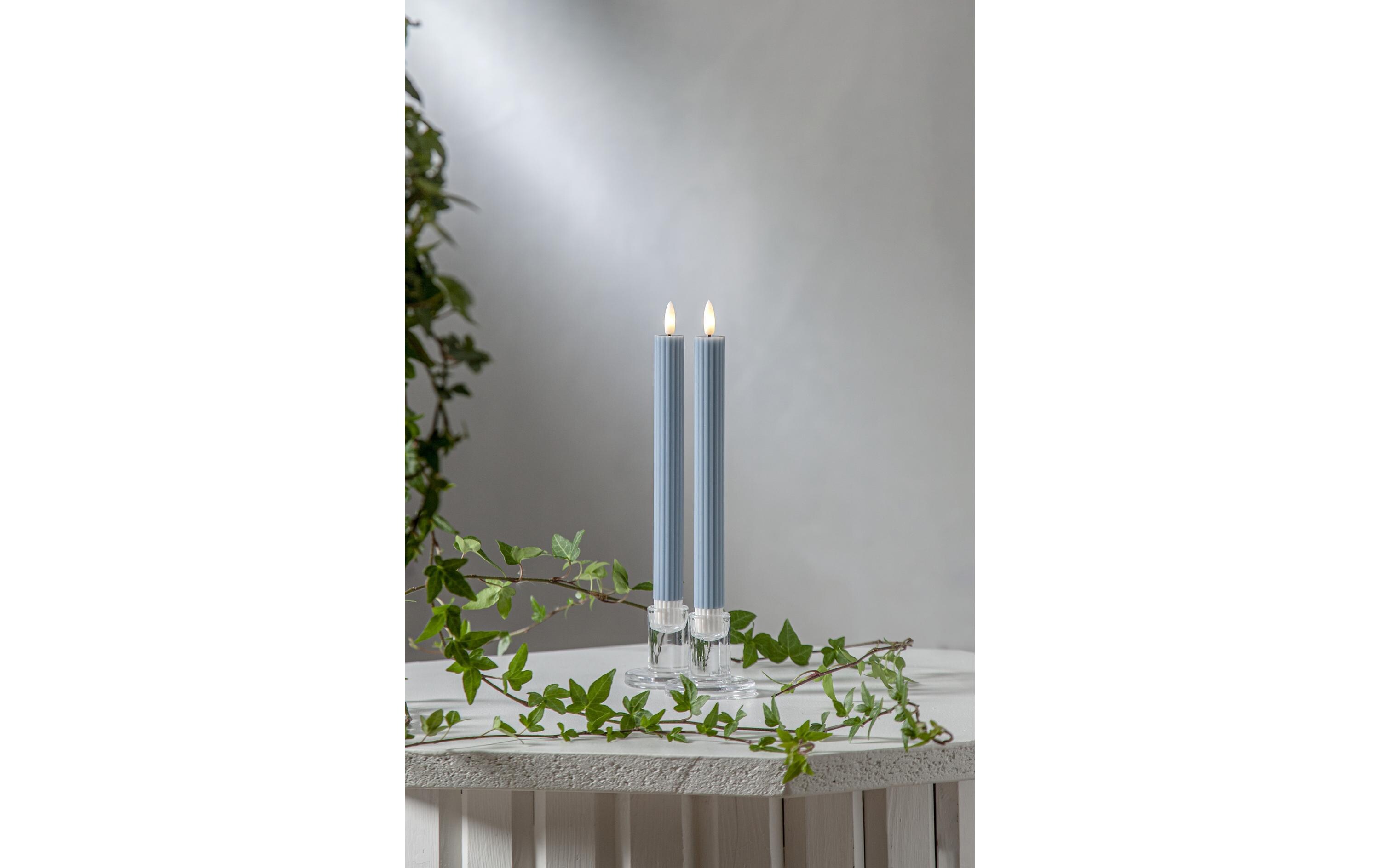 LED-Stabkerzen Set Flamme Stripe, 25 cm, Blau, 2 StückIndoor-LED Leuchterkerze