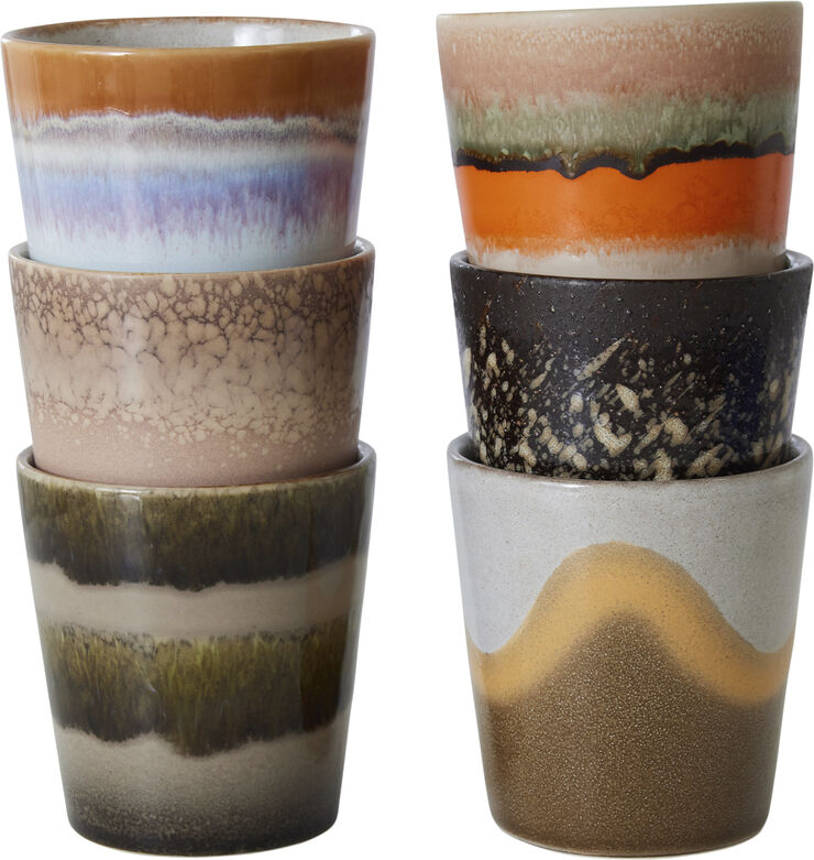 HK Living 70s ceramics coffe mugs elements set of 6 Multi