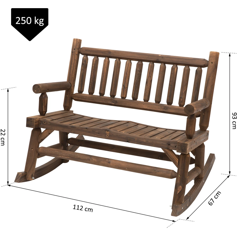 Outsunny Schaukelbank mit Armlehne dunkelbraun