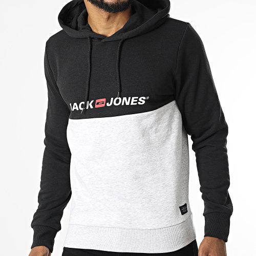 Sweat Capuche Corp Block Noir Gris Chiné