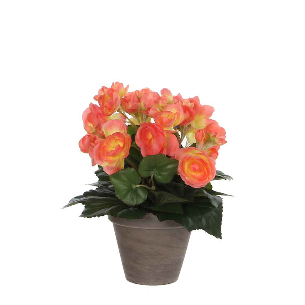 Mica decorations - bégonia artificielle rose saumon en pot h30